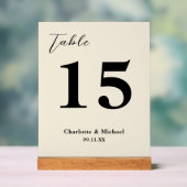 Numéro de table de mariage minimaliste blanc natur (Neutre)