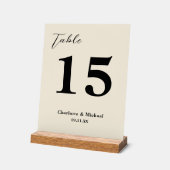 Numéro de table de mariage minimaliste blanc natur (Angle)