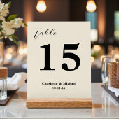 Numéro de table de mariage minimaliste blanc natur