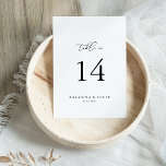 Numéro de table de Mariage minimaliste chic classi<br><div class="desc">Ce chic numéro de table minimaliste chic est parfait pour un mariage rustique. Le design sobre et élégant présente une typographie de script classique et sophistiquée en noir et blanc. Il s'agit d'un numéro de table recto-verso. Ajoutez chaque numéro de table dont vous avez besoin à votre panier individuellement.</div>