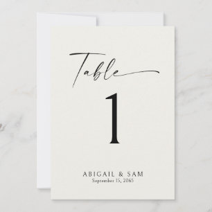Numéro de table de Mariage minimaliste crème