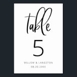 Numéro de table de Mariage minimaliste moderne<br><div class="desc">Numéro de table de mariage minimaliste moderne avec police de script boho.</div>