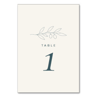 Numéro de table de mariage minimaliste Olive Branc
