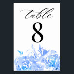 Numéro de table de mariage moderne aquarelle bleue<br><div class="desc">Numéro de table de mariage moderne aquarelle bleue</div>