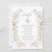 Numéro de table de mariage moderne avec fleurs sau (Dos)