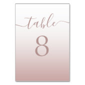 Numéro de table de mariage moderne dégradé or rose (Dos)