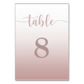 Numéro de table de mariage moderne dégradé or rose (Dos)