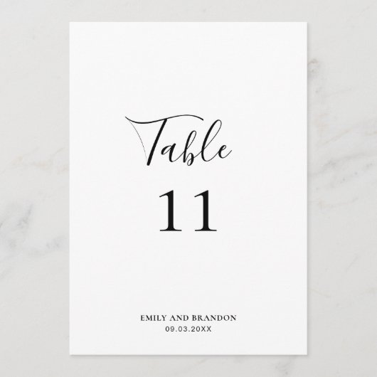 Numéro de table de mariage moderne élégant simple (Devant)