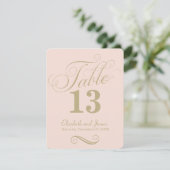 Numéro de table de mariage moderne en or rose écri (Debout devant)