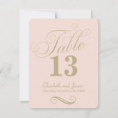 Numéro de table de mariage moderne en or rose écri (Devant)