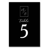 Numéro de table de Mariage moderne noir et blanc (Dos)