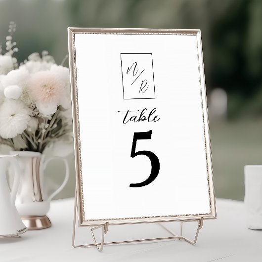 Numéro de table de Mariage moderne noir et blanc