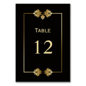 Numéro de table de Mariage moderne noir et or (Dos)
