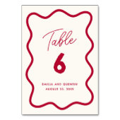 Numéro de table de mariage moderne ondulé rétro co (Dos)