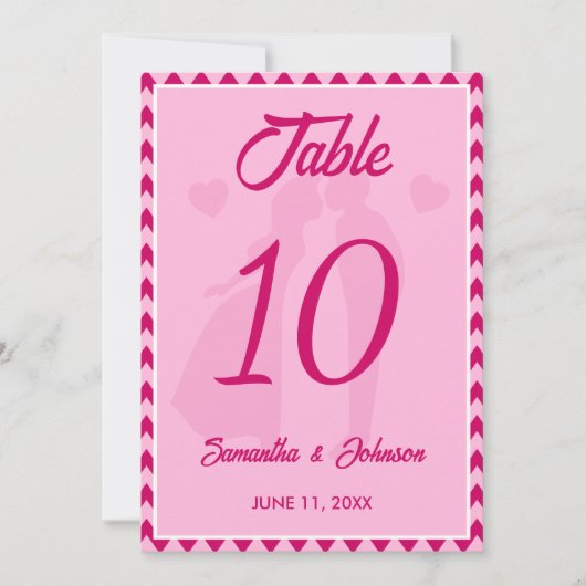 Numéro de table de mariage moderne rose blush chev (Devant)