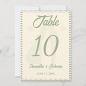 Numéro de table de mariage moderne vert sauge rayu (Dos)