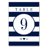 Numéro de table de mariage monogrammé à rayures na (Dos)