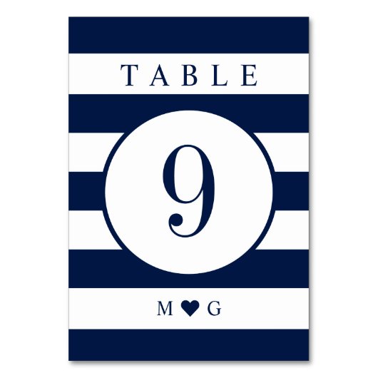 Numéro de table de mariage monogrammé à rayures na (Par défaut)