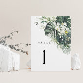 Numéro de table de mariage Monstera Vert Sauge Tro