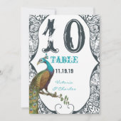 Numéro de table de mariage Navy Whimsical Paon Lov (Devant)