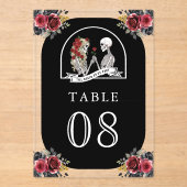 Numéro de table de mariage noir couple squelette g (Recto)