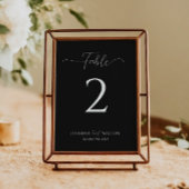 Numéro de table de mariage noir élégant simple