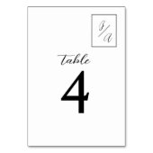 Numéro de table de mariage noir et blanc chic (Dos)