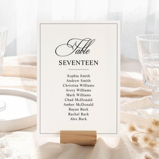 Numéro de table de Mariage noir et blanc classique