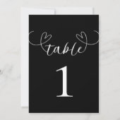 Numéro de table de mariage noir et blanc coeurs mo (Dos)