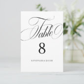Numéro de table de mariage noir et blanc écriture (Debout devant)