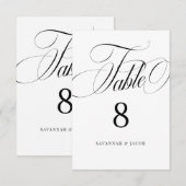 Numéro de table de mariage noir et blanc écriture (Devant / Derrière)