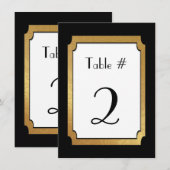 Numéro de table de mariage noir et or (Devant / Derrière)