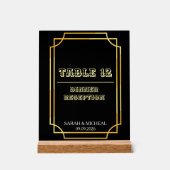 Numéro de table de mariage noir et or Art Déco élé (Recto)