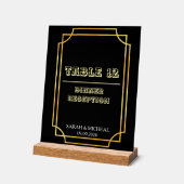 Numéro de table de mariage noir et or Art Déco élé (Angle)