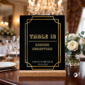 Numéro de table de mariage noir et or Art Déco élé