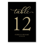 Numéro de table de mariage noir or écriture élégan (Dos)