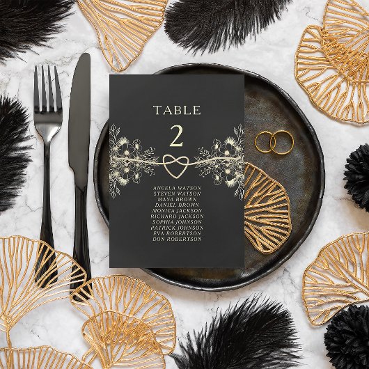 Numéro de table de mariage noir - Plan de table
