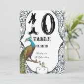 Numéro de table de mariage oiseau d'amour paon fan (Debout devant)