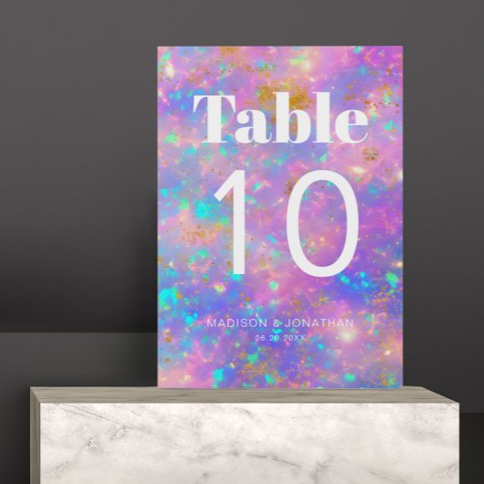 Numéro de Table de Mariage Opale Or Minimaliste Ch