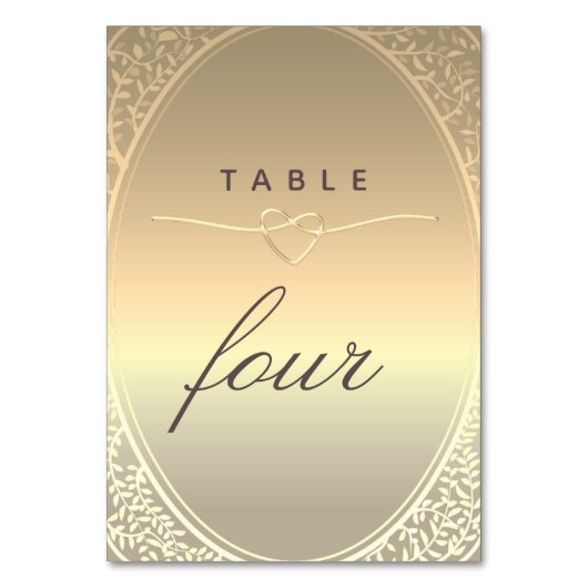 Numéro de table de mariage or classique (Dos)