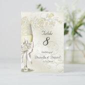 Numéro de table de mariage Or Crème Perle Floral R (Debout devant)