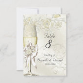 Numéro de table de mariage Or Crème Perle Floral R (Dos)