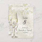 Numéro de table de mariage Or Crème Perle Floral R (Devant / Derrière)