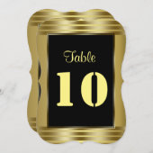 Numéro de table de mariage Or et Noir Classique (Devant / Derrière)