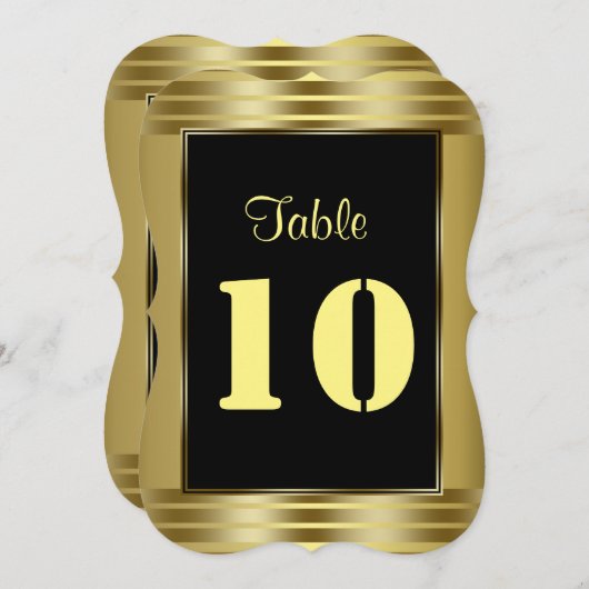 Numéro de table de mariage Or et Noir Classique (Devant / Derrière)
