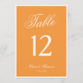 Numéro de table de mariage orange lueur de coucher (Dos)