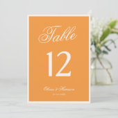 Numéro de table de mariage orange lueur de coucher (Debout devant)