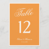 Numéro de table de mariage orange lueur de coucher (Devant)