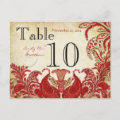 Numéro de table de mariage Paisley Lime Corail Rou (Devant)