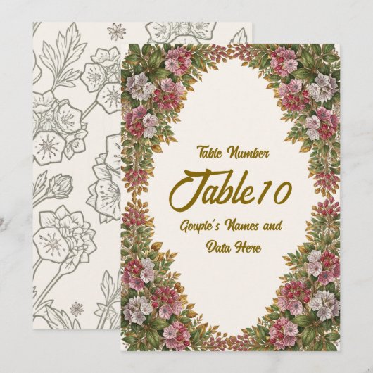 Numéro de table de mariage Pennsylvania Mountain L (Devant / Derrière)
